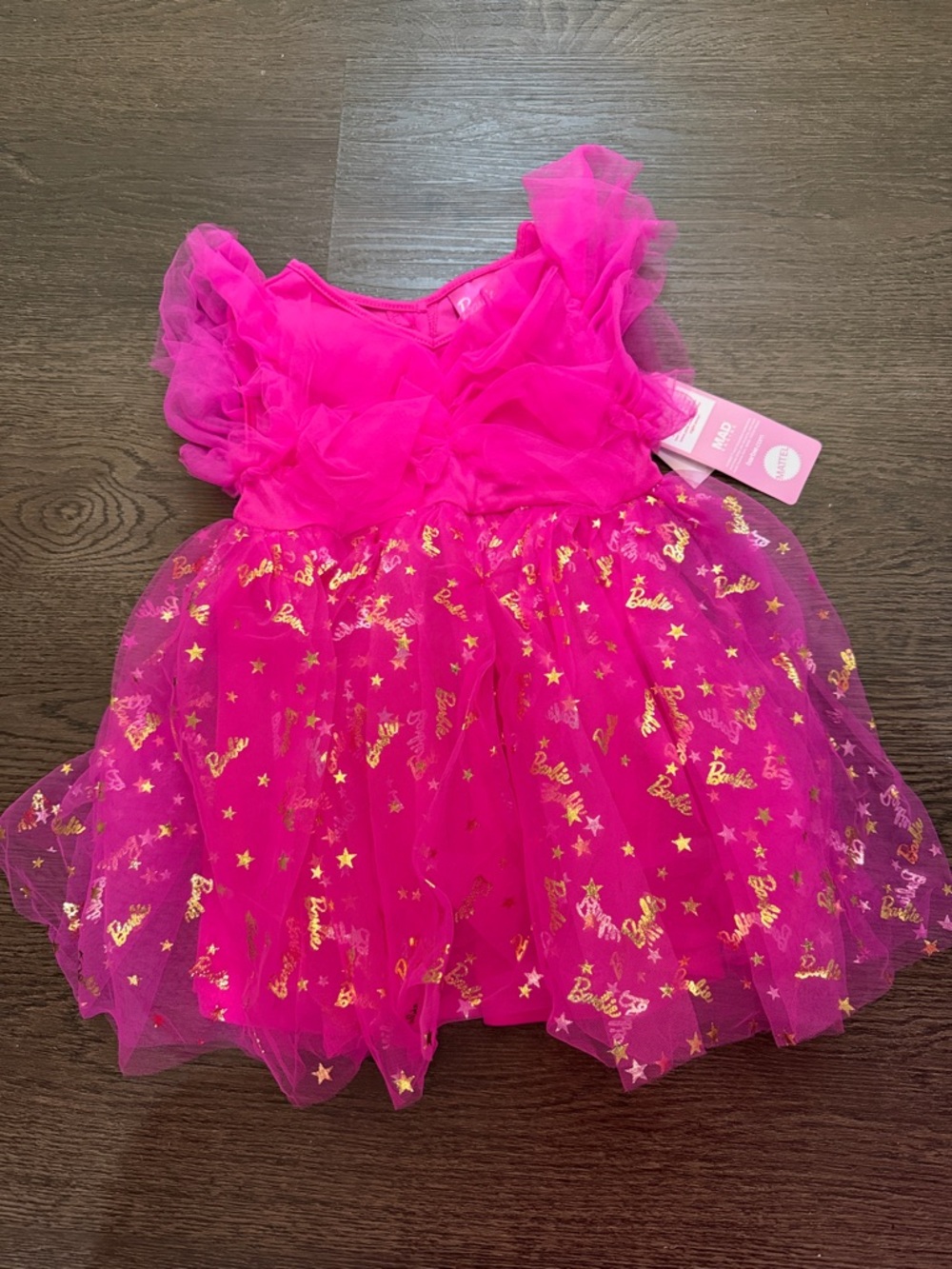 Barbie Hot Pink Gold Star Tulle Costume Dress